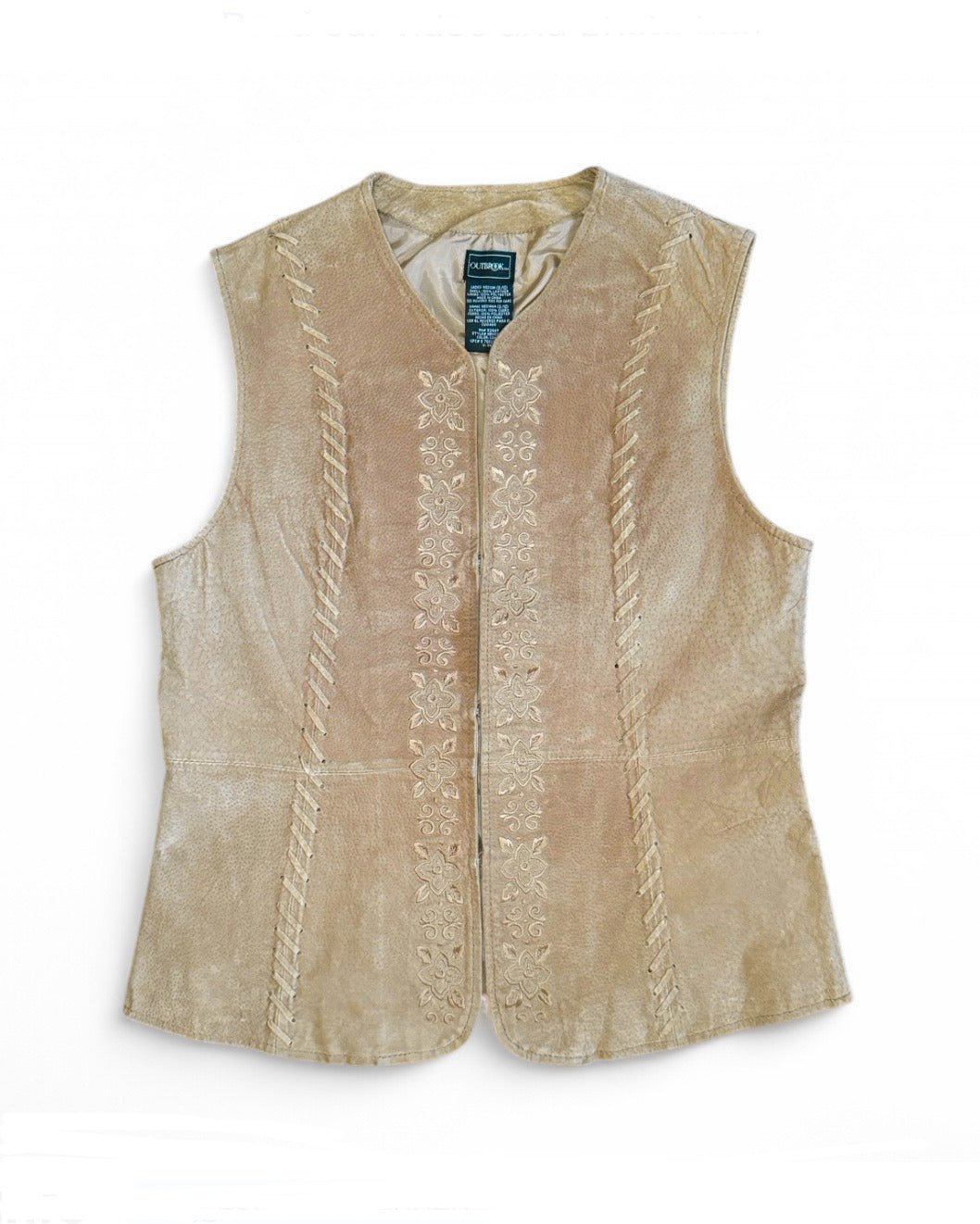 Vintage Outbrook Genuine Leather Embroidered Vest