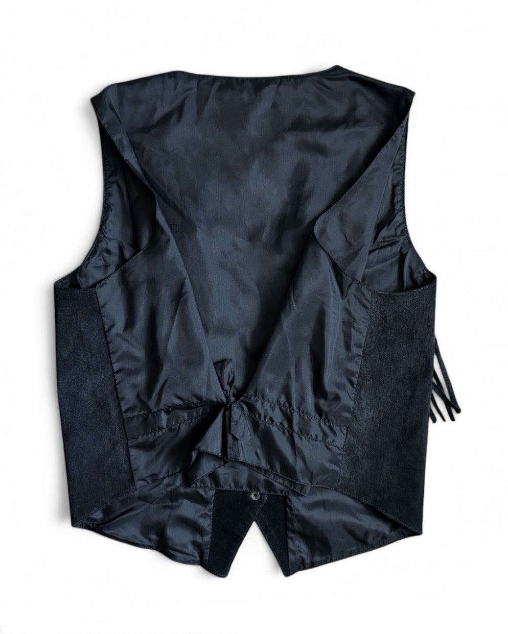 Vintage Plus Factor Black Suede Western Fringe Vest