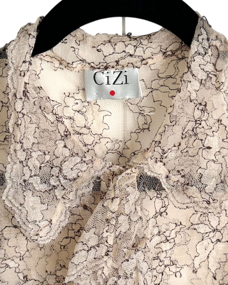 Vintage CiZi lacy button up blouse