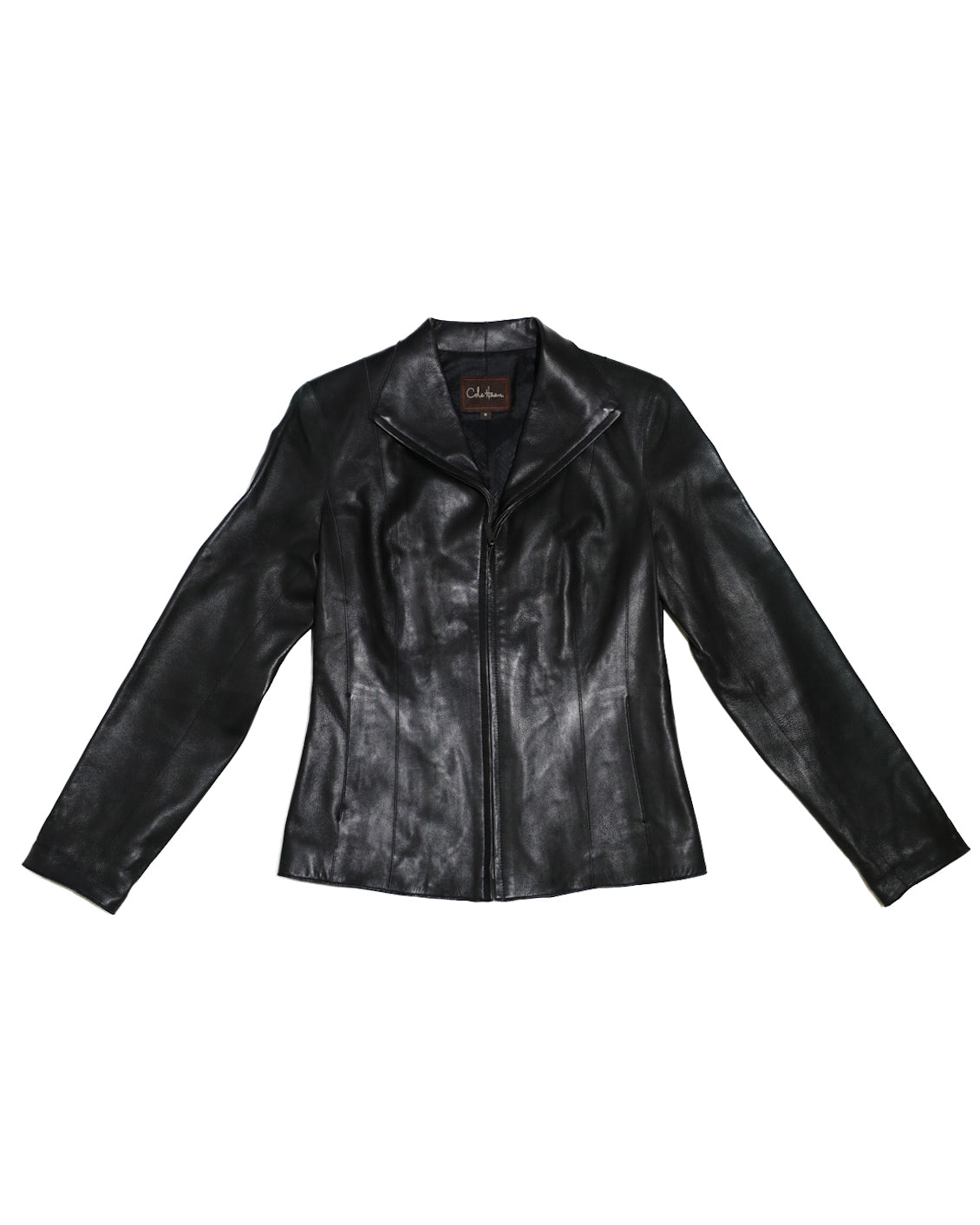 COLE HAAN WING COLLAR LEATHER JACKET