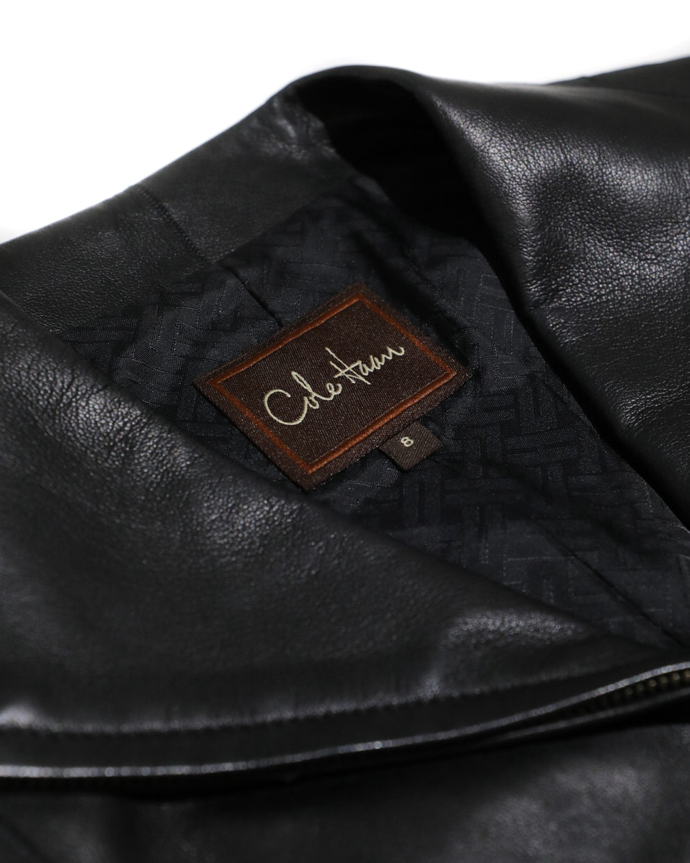 COLE HAAN WING COLLAR LEATHER JACKET