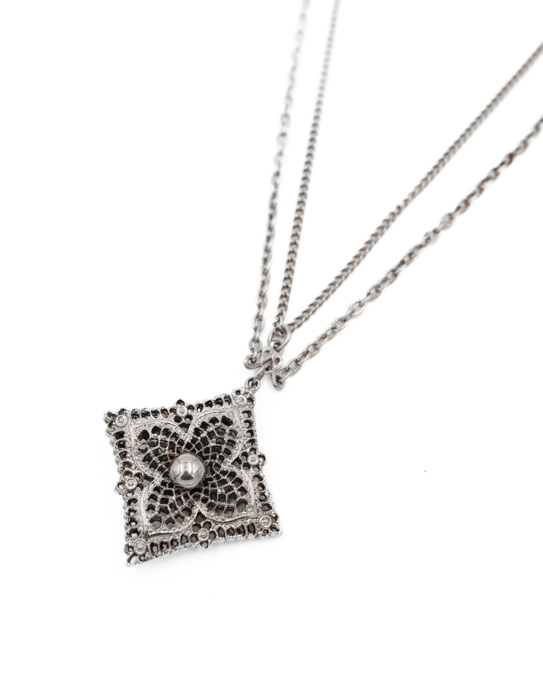 VINTAGE WHITING AND DAVIS VICTORIAN DOUBLE CHAIN PENDANT
