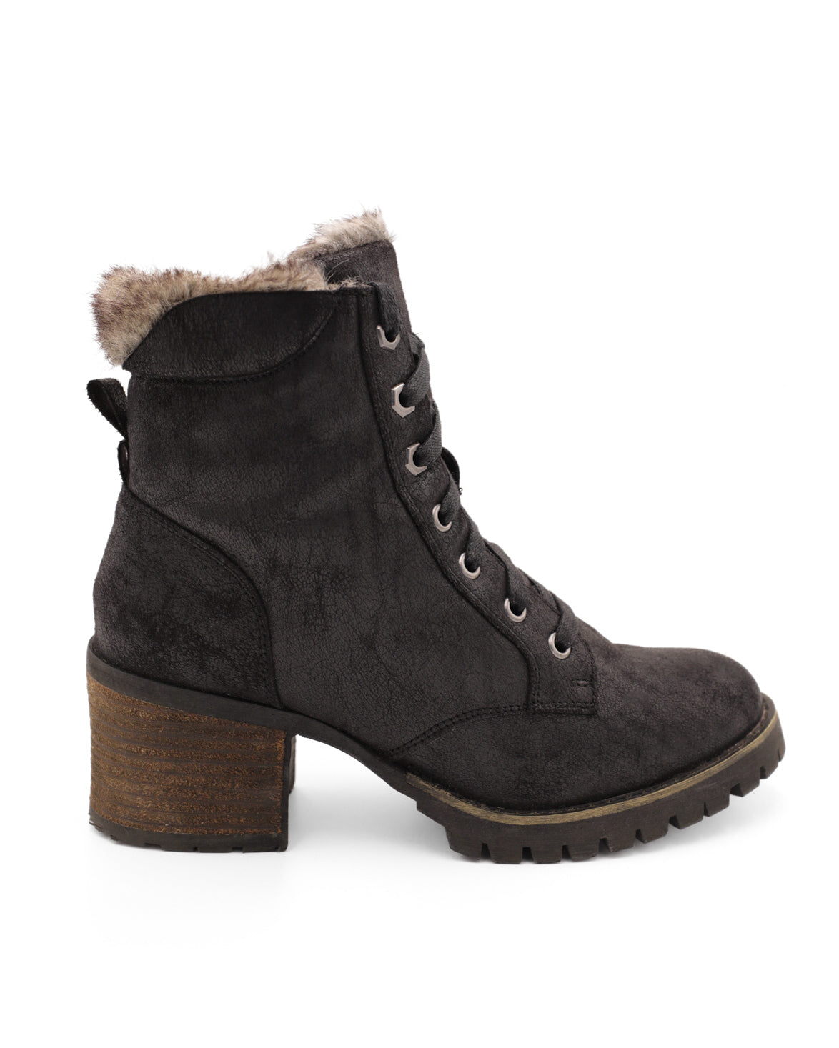 STEVE MADDEN FUR LINED COMBAT MOTO LACE UP BOOTS