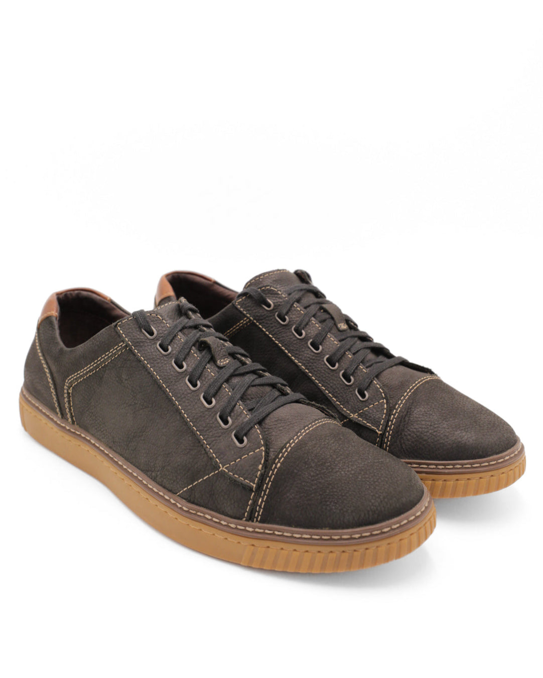 JOHNSTON AND MURPHY GRAPHITE GRAY LEATHER SNEAKERS