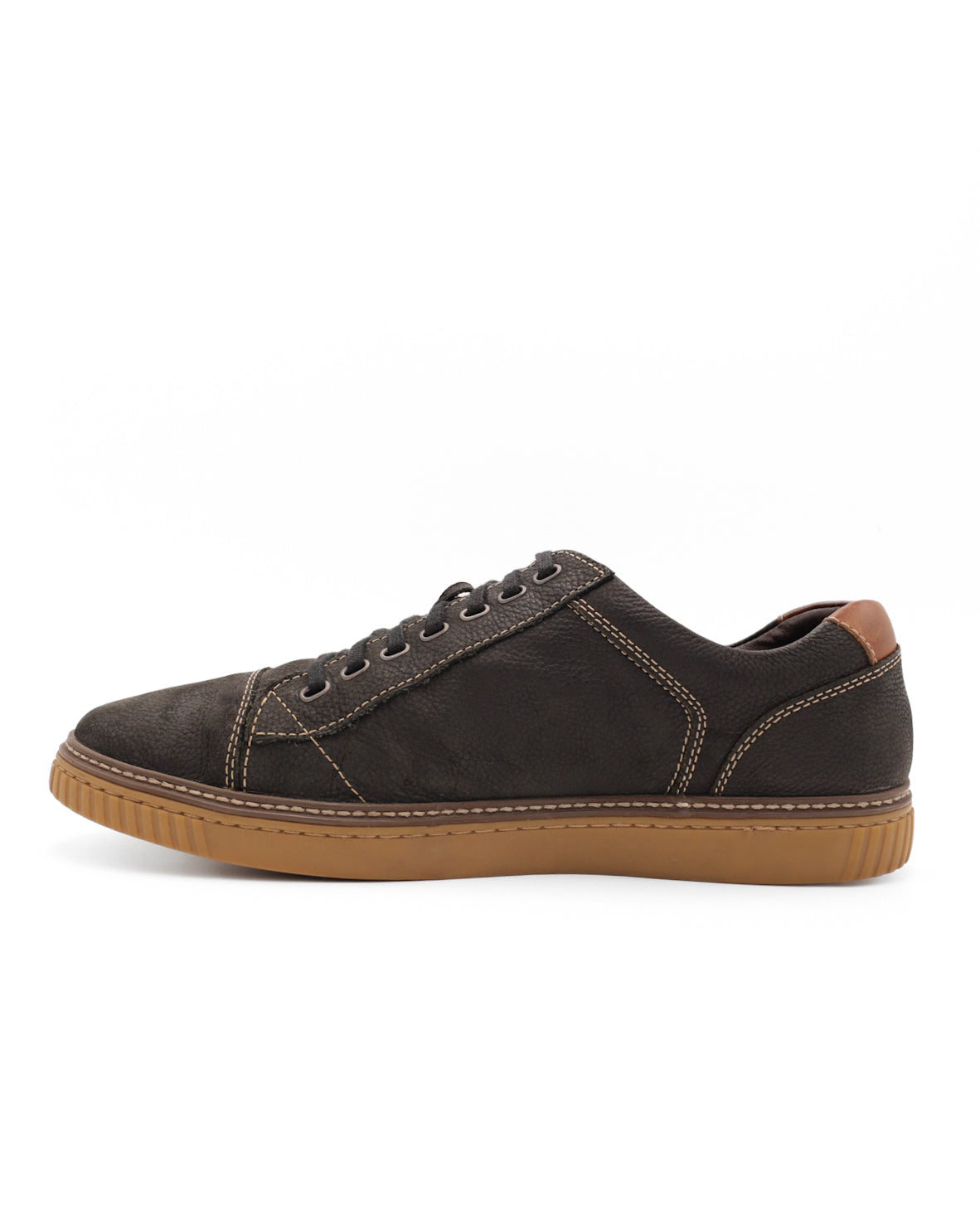 JOHNSTON AND MURPHY GRAPHITE GRAY LEATHER SNEAKERS
