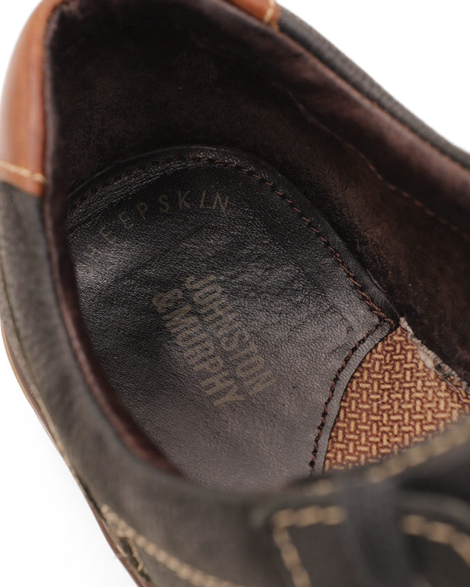 JOHNSTON AND MURPHY GRAPHITE GRAY LEATHER SNEAKERS