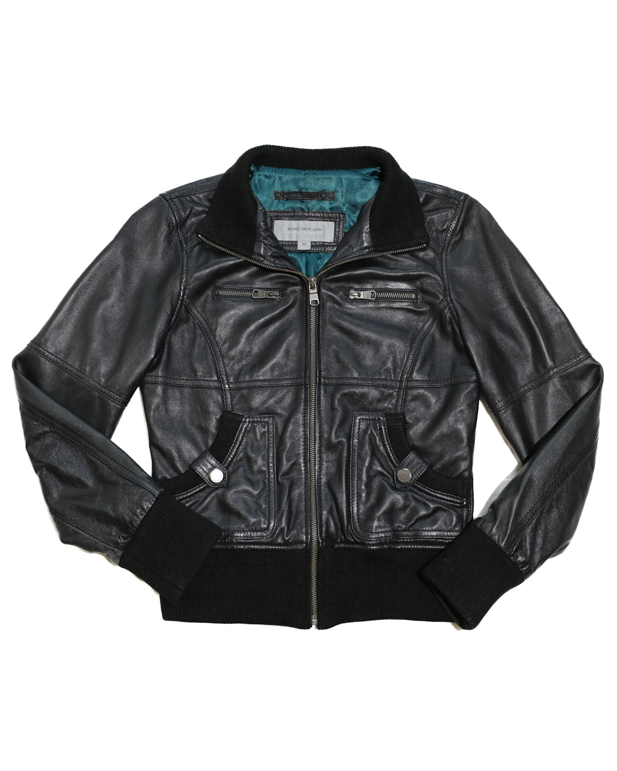 MARC NEW YORK QUILTED BOMBER LEATHER JACKET