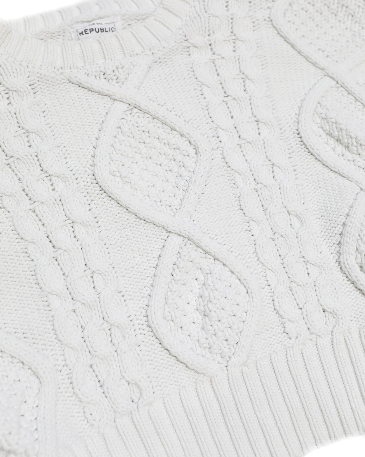 FOR THE REPUBLIC FRINGE CHUNKY CABLE KNIT SWEATER