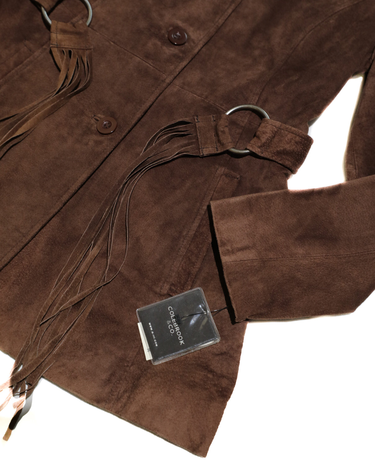 COLEBROOK & CO. CLASSICS SUEDE COAT WITH FRINGE BELT