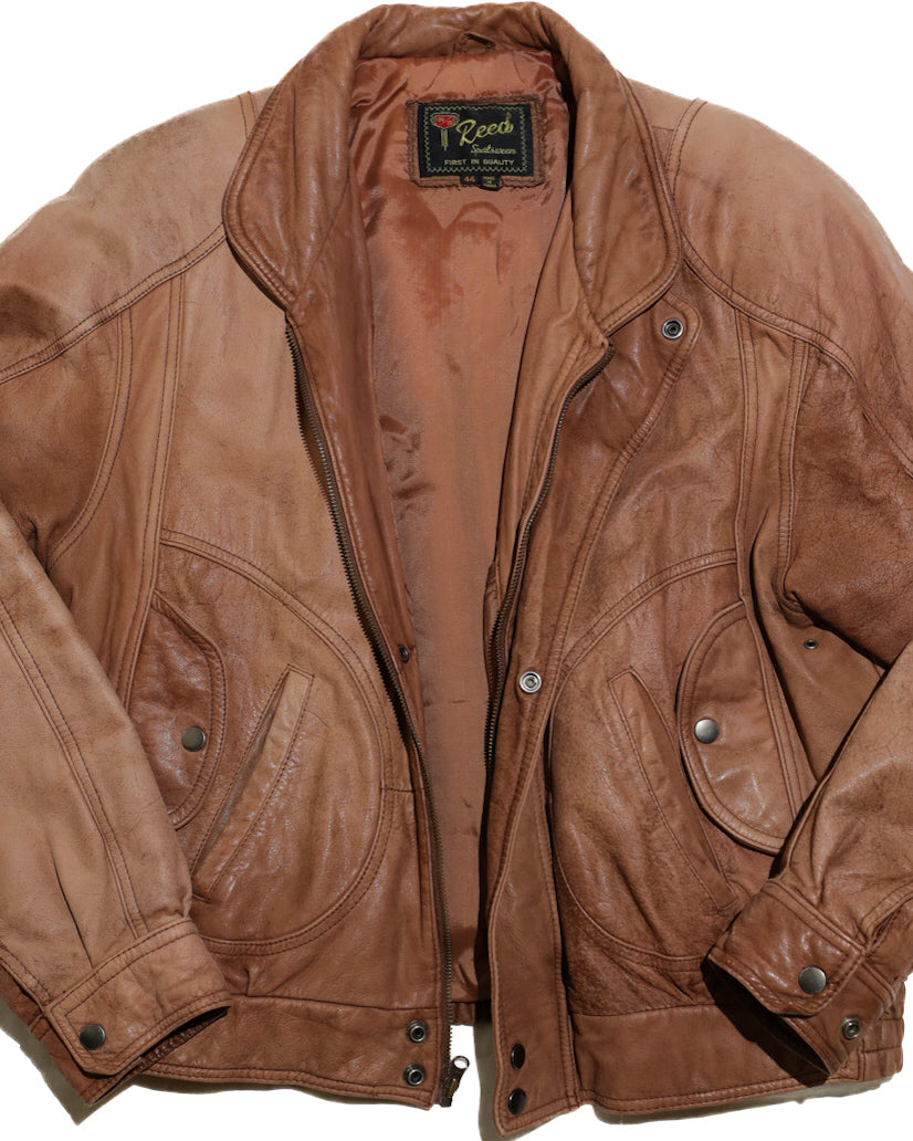 VINTAGE MENS REED SPORTSWEAR LEATHER BOMBER JACKET