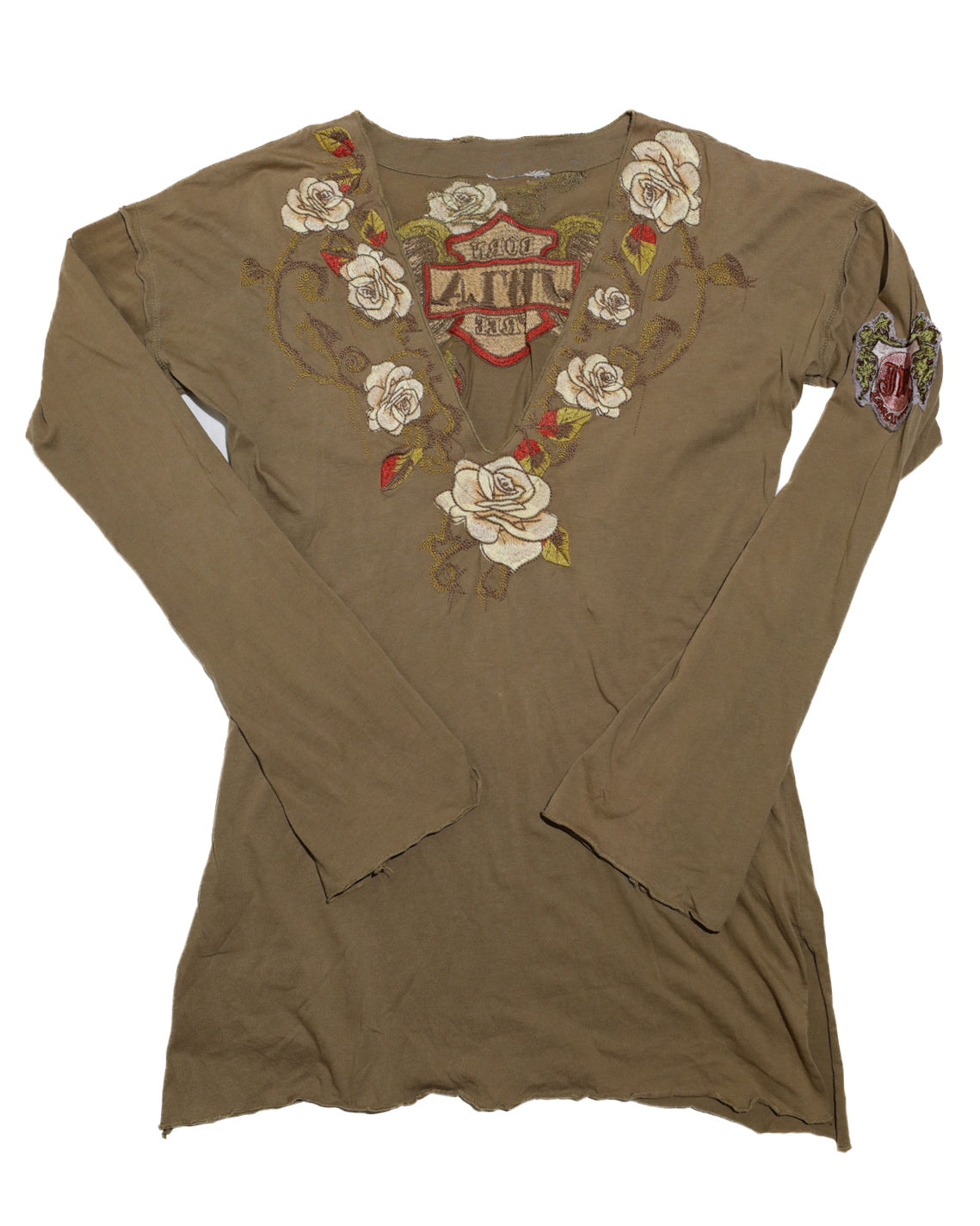 JOHNNY WAS LA BORN FREE EMBROIDERED FLORAL AND WINGS BLOUSE TUNIC TOP