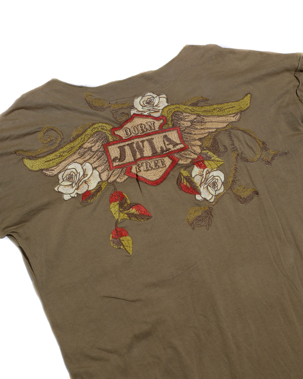 JOHNNY WAS LA BORN FREE EMBROIDERED FLORAL AND WINGS BLOUSE TUNIC TOP