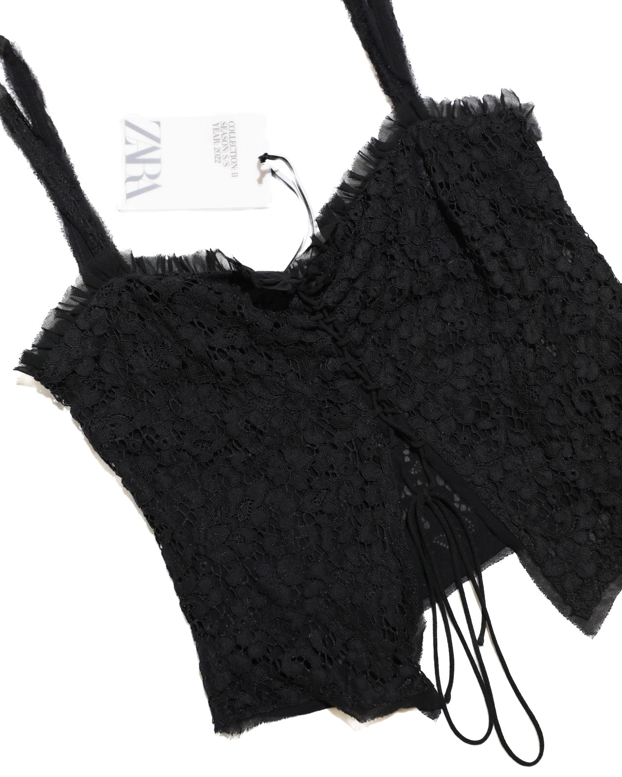 BRAND NEW ZARA LIMITED EDITION FLORAL CROP TANK TOP WITH LACE-UP FRONT