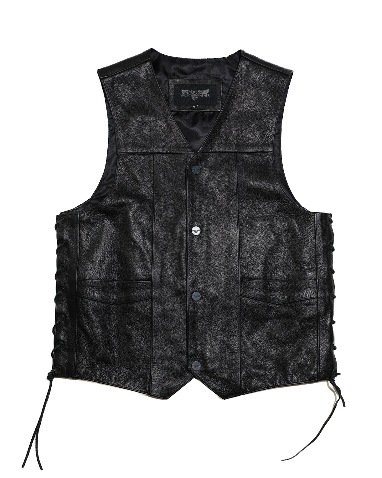 WILSONS LEATHER MENS PERFORMANCE LACE-UP MOTORCYCLE LEATHER VEST