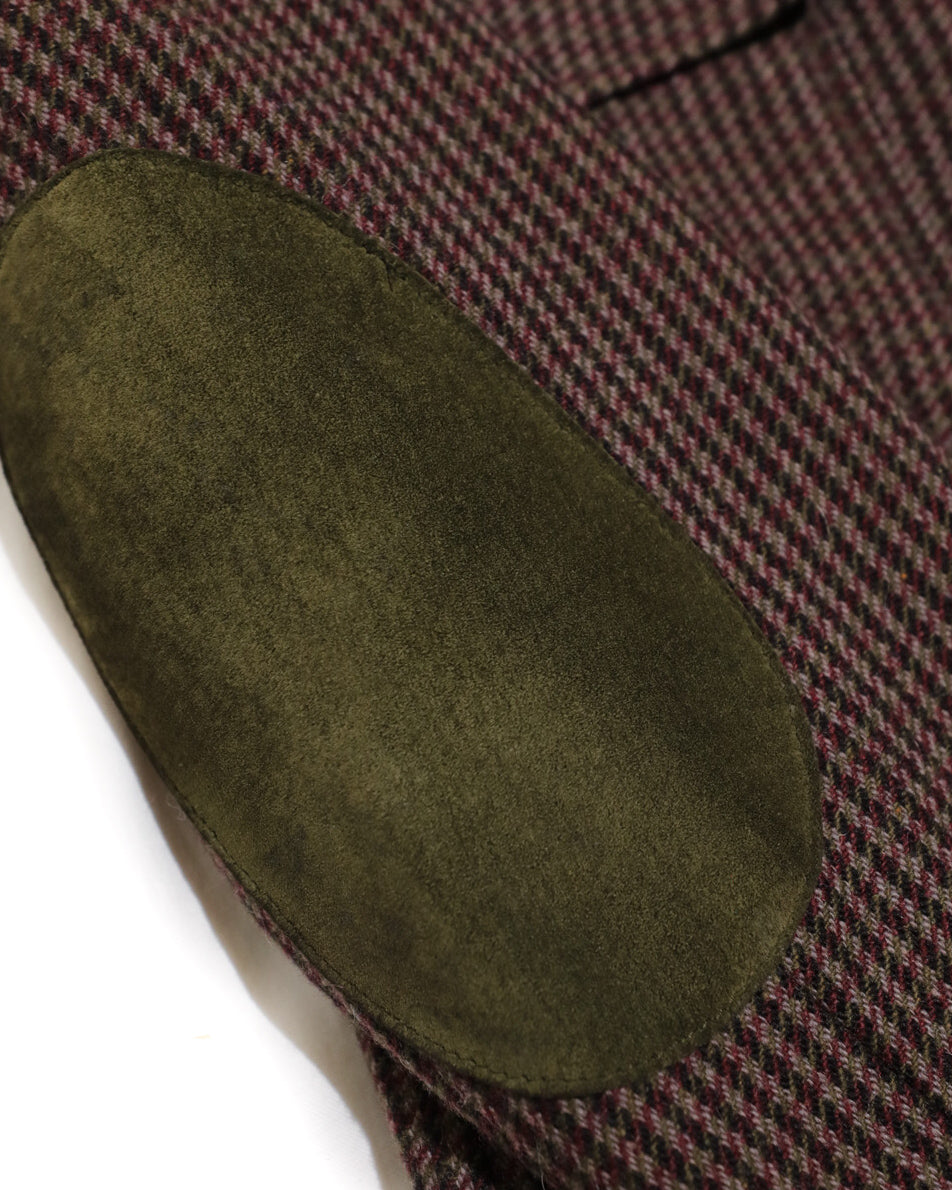 VINTAGE HARVE BENARD WOMENS HOUNDSTOOTH WOOL SPORT JACKET WITH SUEDE ELBOW PATCHES