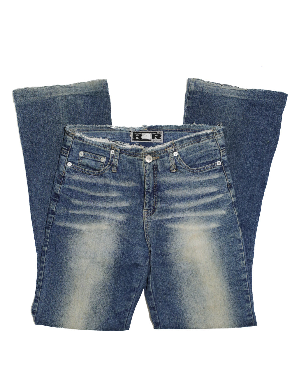 VINTAGE WOMENS R4R DARK/ ACID WASH RAW CUT JEANS