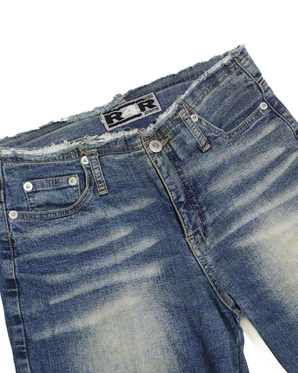 VINTAGE WOMENS R4R DARK/ ACID WASH RAW CUT JEANS