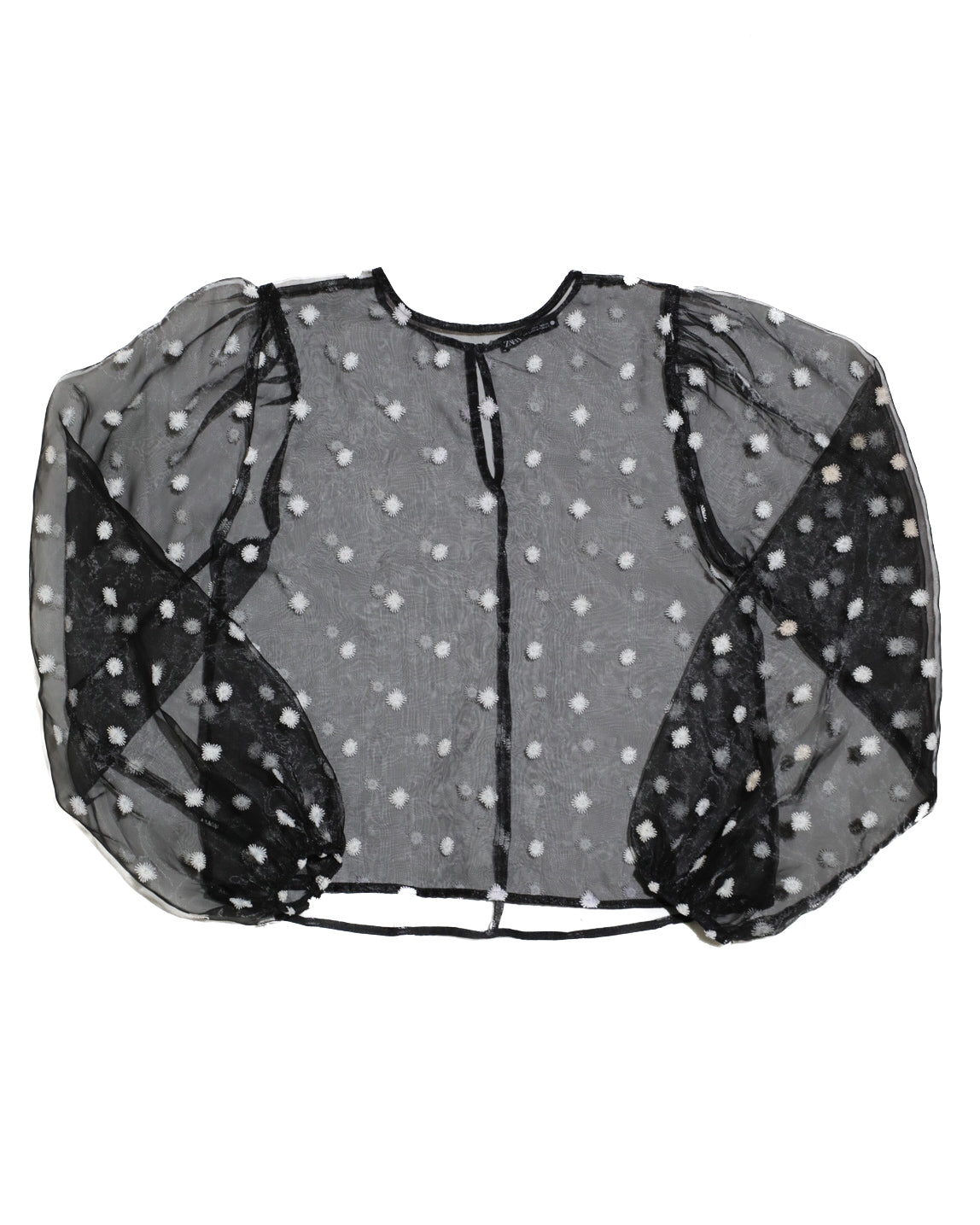 ZARA EMBROIDERED ORGANZA SHEER TOP