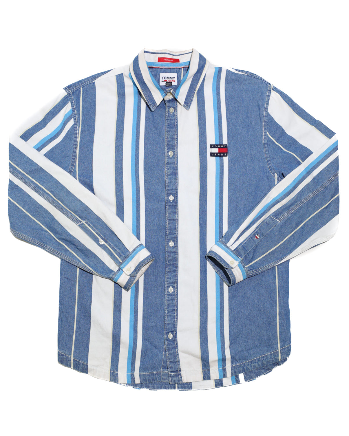 Tommy Jeans Mens Striped Denim Button Up Shirt