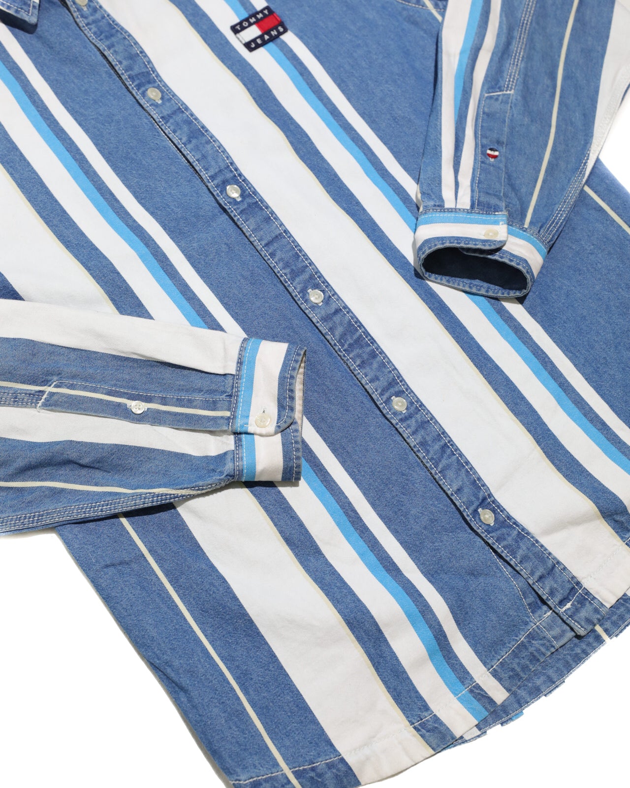 Tommy Jeans Mens Striped Denim Button Up Shirt