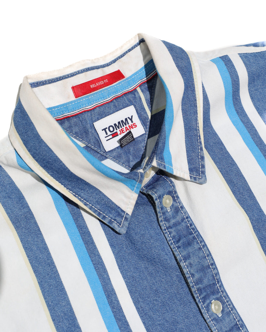 Tommy Jeans Mens Striped Denim Button Up Shirt