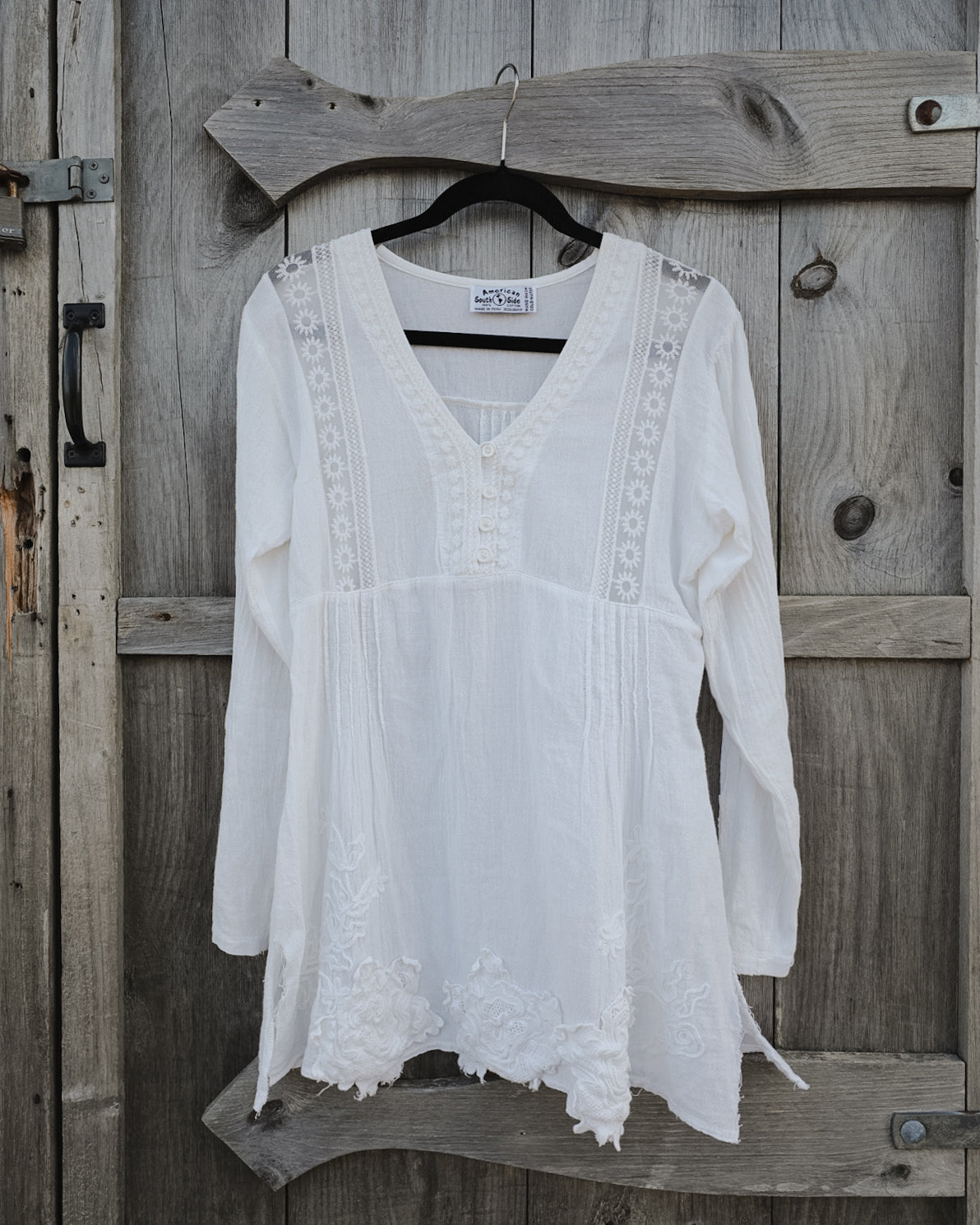 Vintage American South Side 100% Cotton Embroided Blouse
