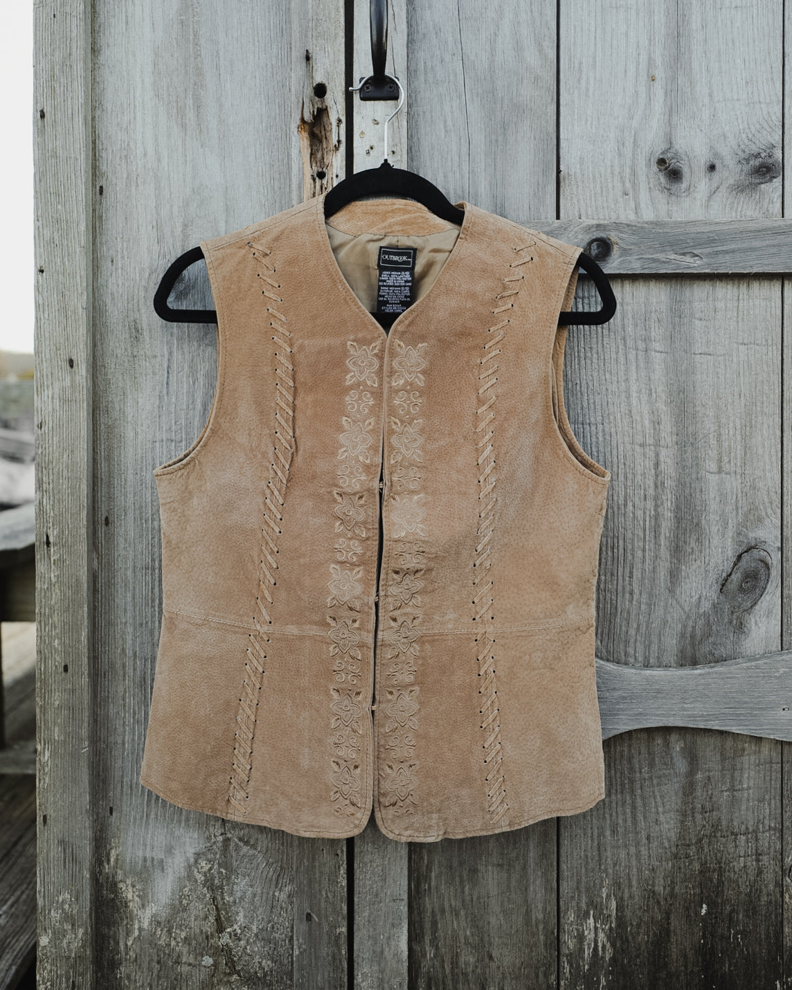 Vintage Outbrook Genuine Leather Embroidered Vest