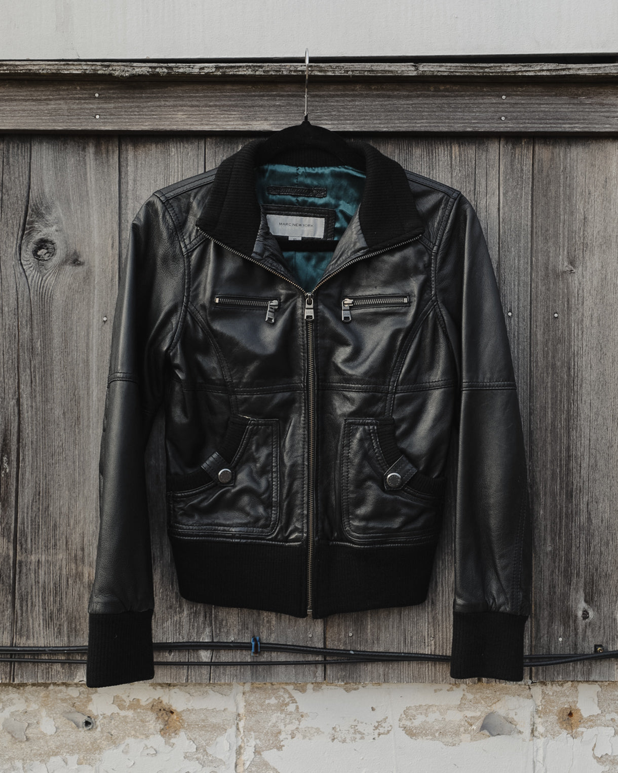 MARC NEW YORK QUILTED BOMBER LEATHER JACKET