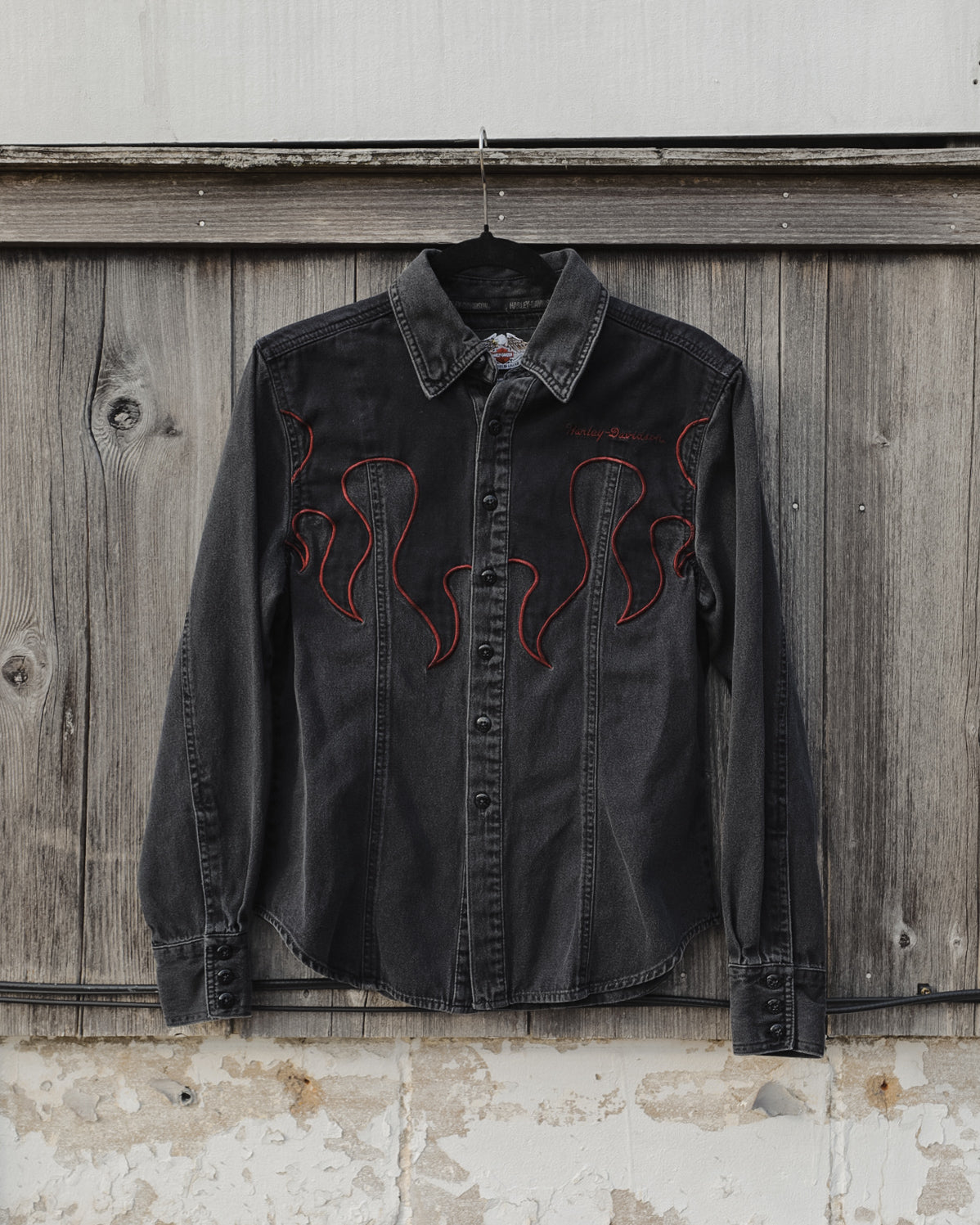 Vintage Style Harley Davidson Black Denim Shirt