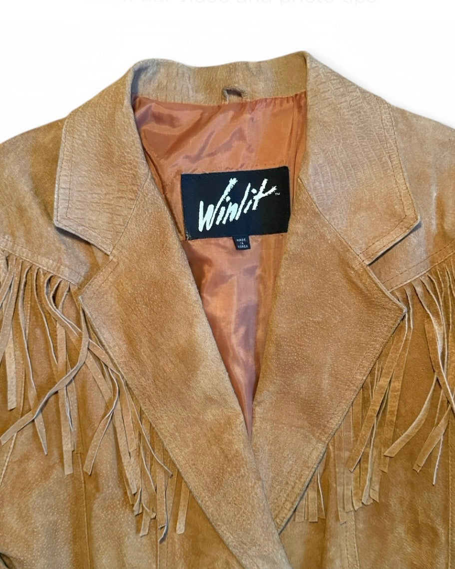 Vintage Winlit Western Fringe Suede Jacket