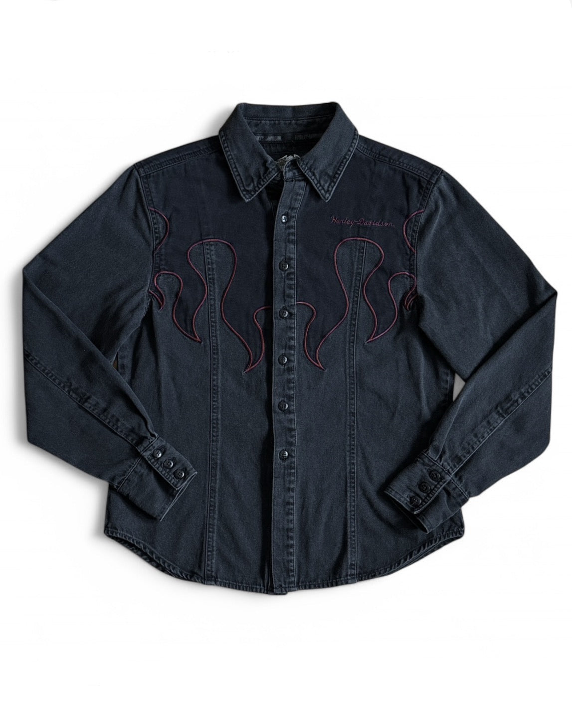 Vintage Style Harley Davidson Black Denim Shirt
