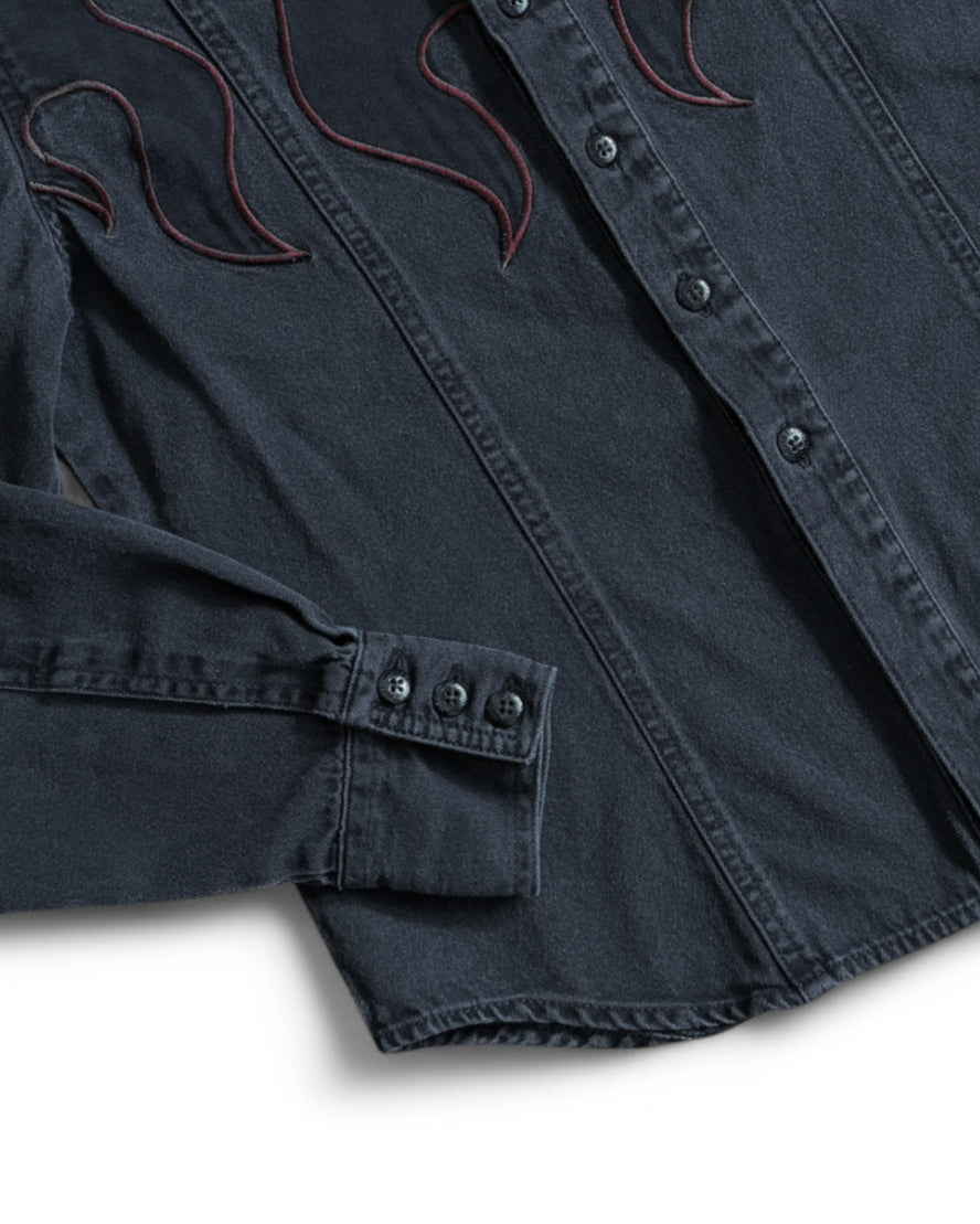 Vintage Style Harley Davidson Black Denim Shirt