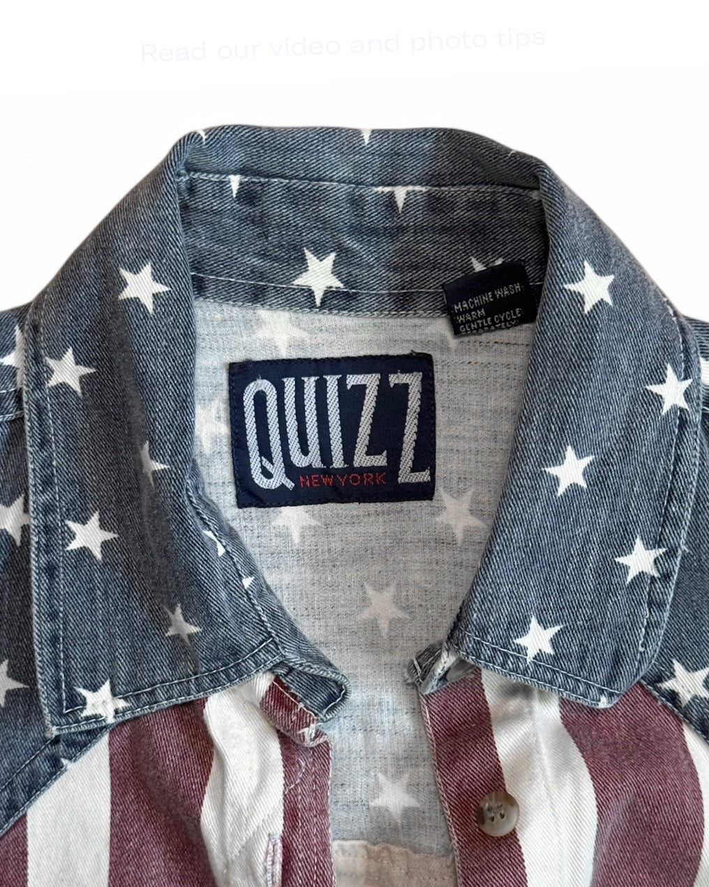Vintage Quizz New York Patriot Cropped Denim Vest