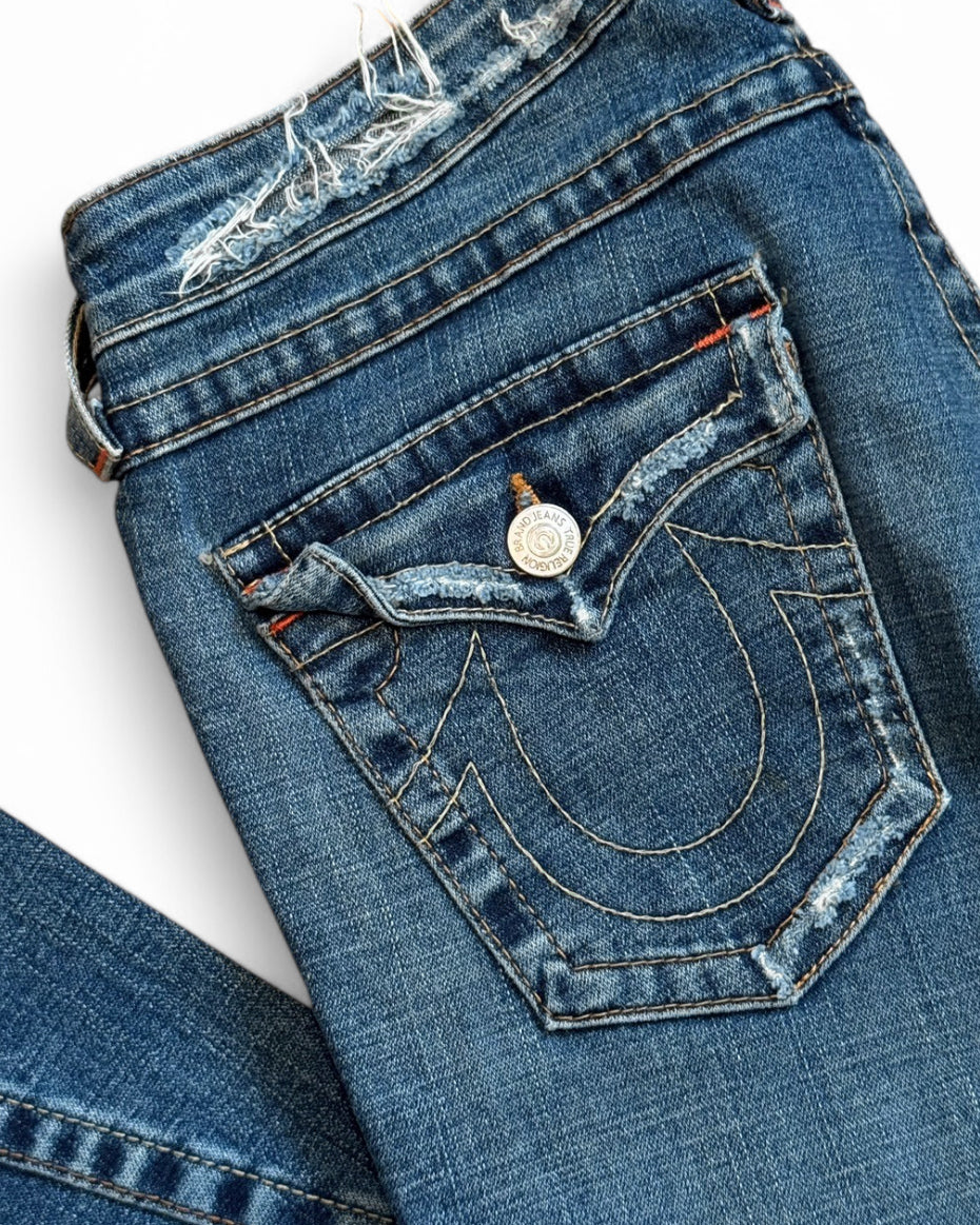 True Religion Bridget Stone & Tint Flare Denim Jeans
