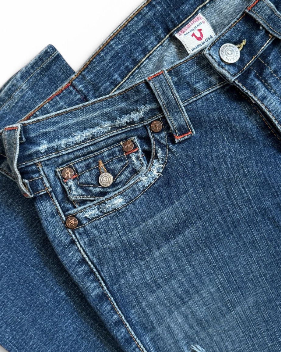 True Religion Bridget Stone & Tint Flare Denim Jeans
