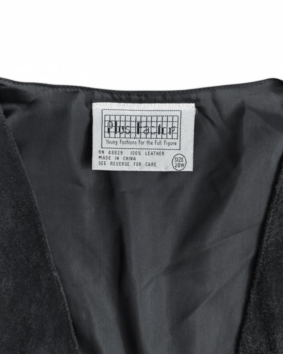 Vintage Plus Factor Black Suede Western Fringe Vest