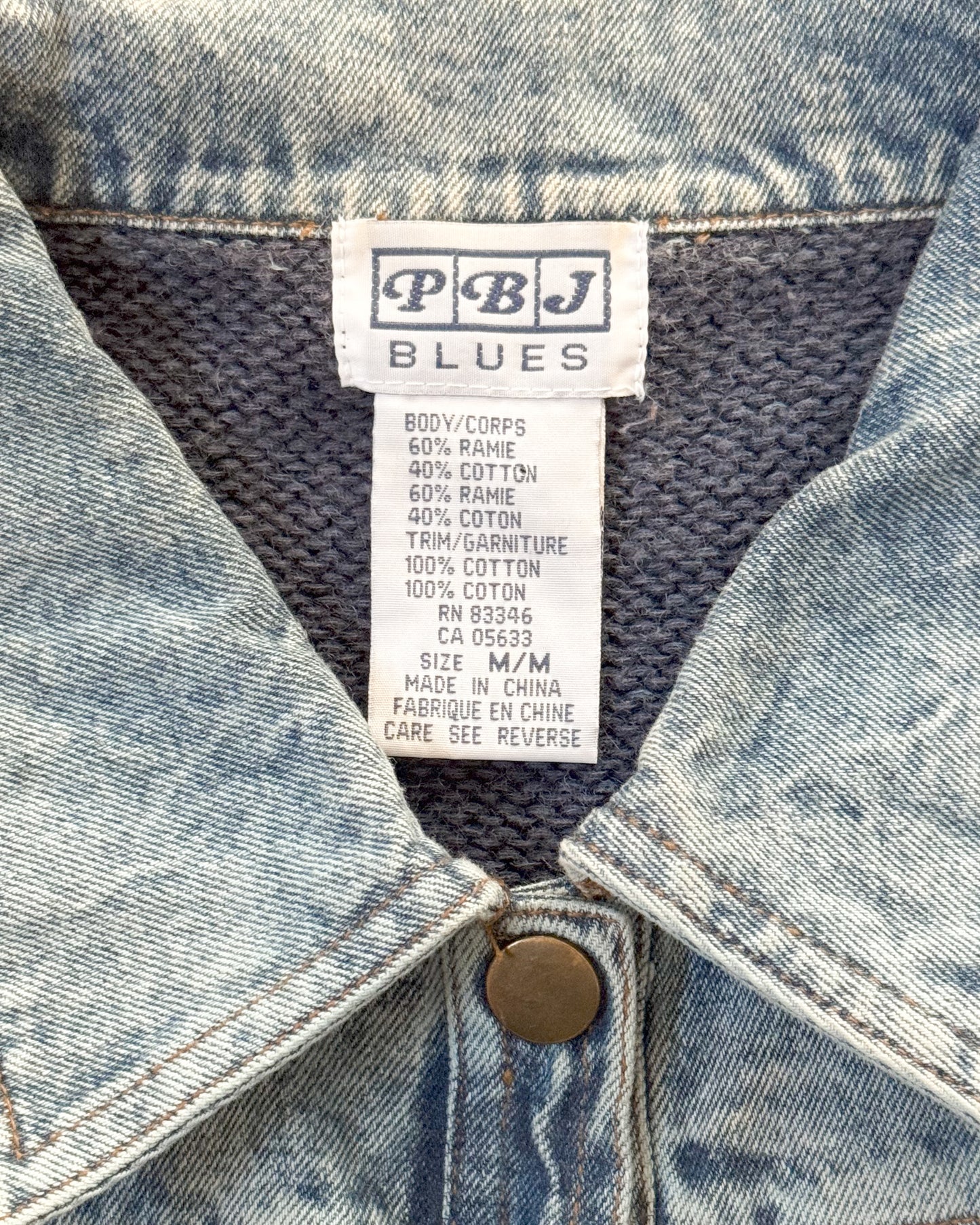 Vintage PBJ Blues Heavyweight Cotton/Denim Jacket Sweater