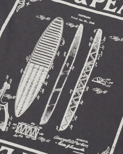 SURFBOARD BLUEPRINT TEE - GRAPHITE GRAY X WHITE