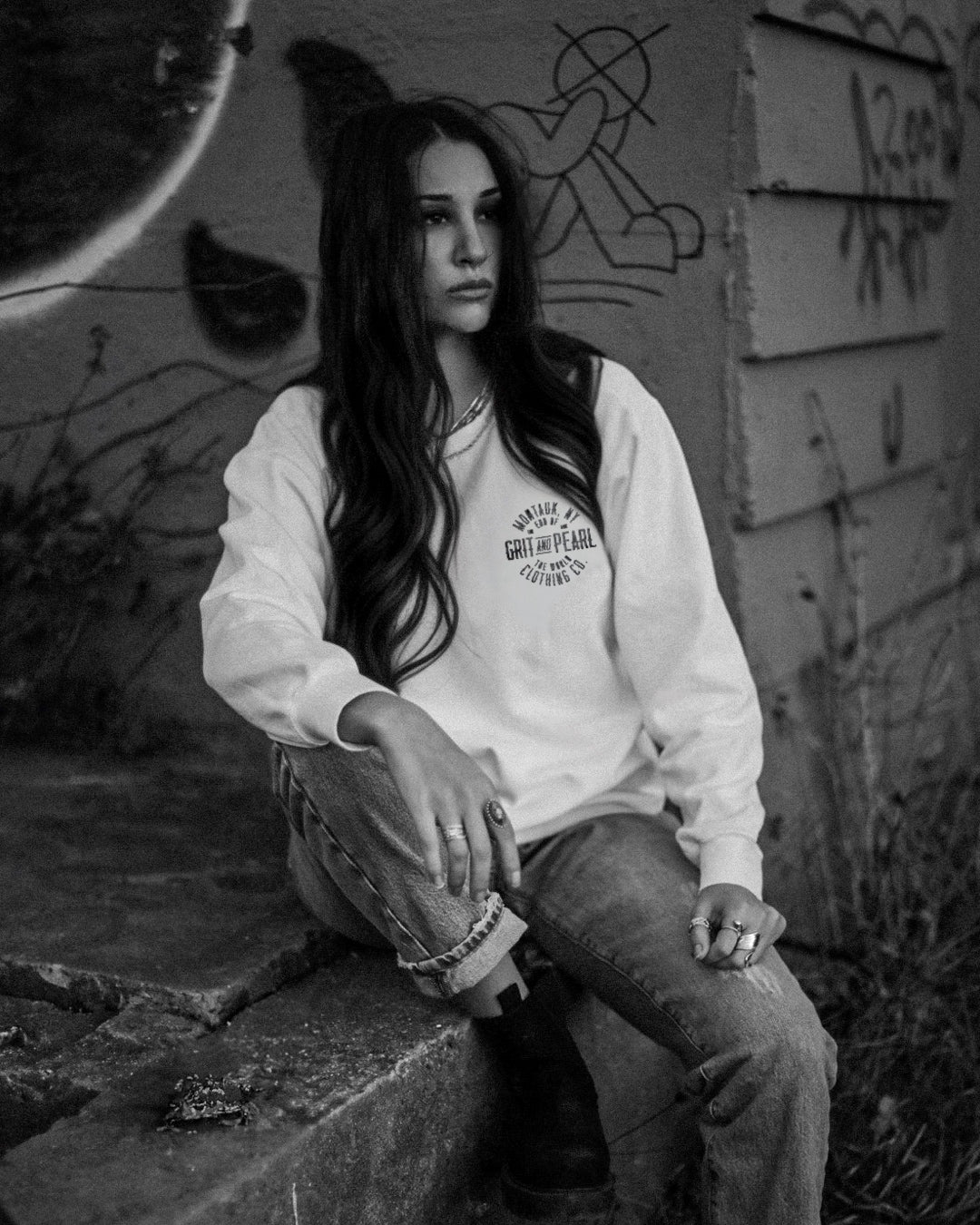CREWNECK SWEATSHIRT - WHITE X PEPPER GRAY