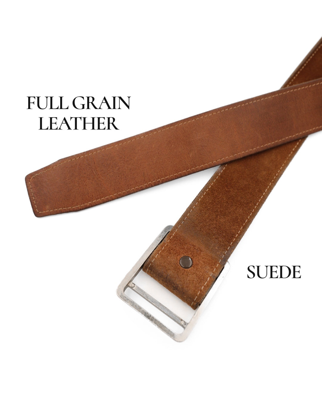 SUEDE/ FULL GRAIN COWHIDE LEATHER REVERSIBLE BELT